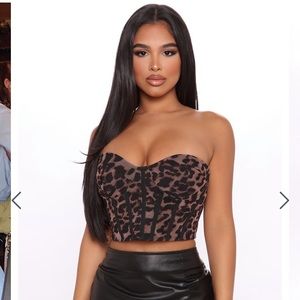 Fashion Nova Cheetah print bustier crop top XL